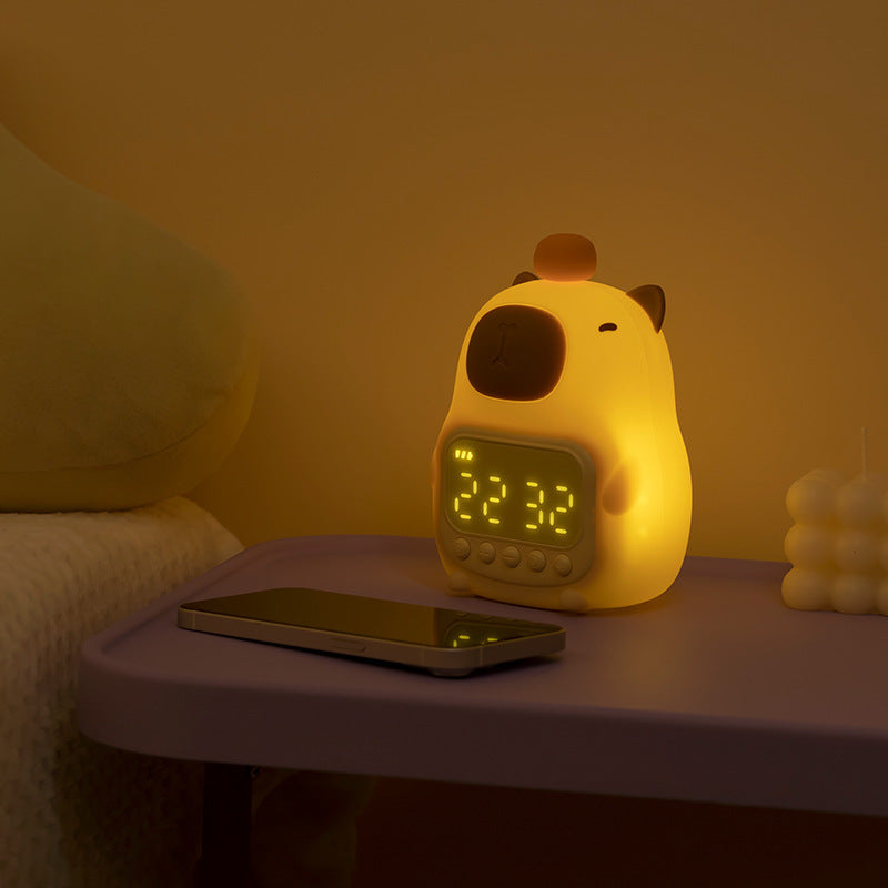 Silica Gel Alarm Clock Small Night Lamp Rechargeable Dimming Night Light